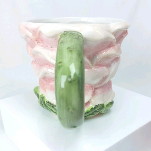 American Atelier Rose Toile Floral Petal Cup Mug Set Of 2 Pink #5232 Hand Paint - Picture 3 of 10